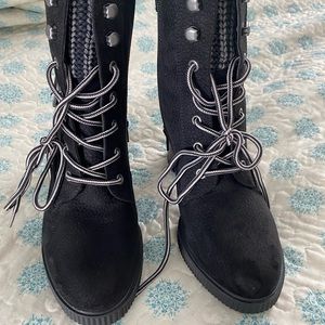 Lace up black boots